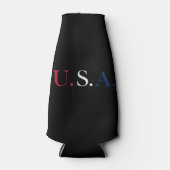 U.S.A. rood wit en blauw belettering ontwerp Flesjeskoeler (Voorkant)