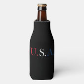 U.S.A. rood wit en blauw belettering ontwerp Flesjeskoeler (Fles Voorkant)