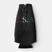 U.S.A. rood wit en blauw belettering ontwerp Flesjeskoeler (Achterkant)