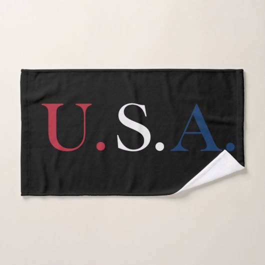 U.S.A. rood wit en blauw belettering ontwerp Handdoek (Handdoek)