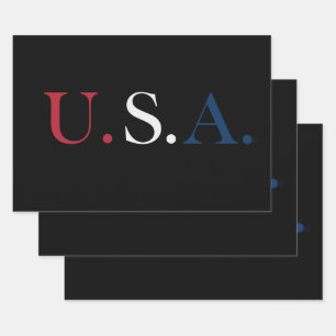 U.S.A. rood wit en blauw belettering ontwerp Inpakpapier Vel