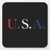 U.S.A. rood wit en blauw belettering ontwerp Kartonnen Onderzetters (Voorkant)
