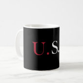 U.S.A. rood wit en blauw belettering ontwerp Koffiemok (Voorkant links)