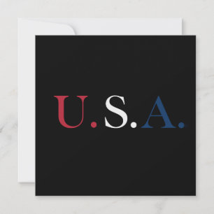 U.S.A. rood wit en blauw belettering ontwerp Notitiekaartje