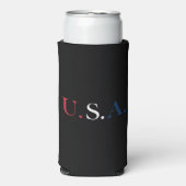 U.S.A. rood wit en blauw belettering ontwerp Seltzer Blikjeskoeler (Seltzer Voorkant)