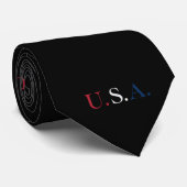 U.S.A. rood wit en blauw belettering ontwerp Stropdas (Opgerold)