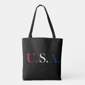 U.S.A. rood wit en blauw belettering ontwerp Tote Bag (Achterkant)