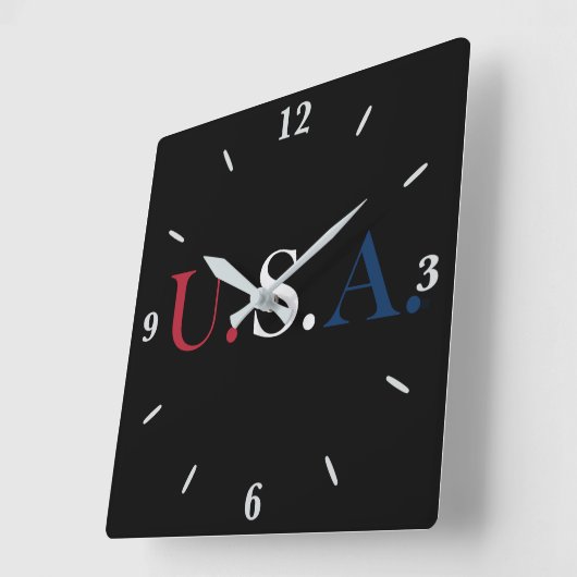 U.S.A. rood wit en blauw belettering ontwerp Vierkante Klok (Hoek)