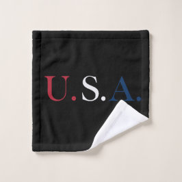 U.S.A. rood wit en blauw belettering ontwerp Washandje