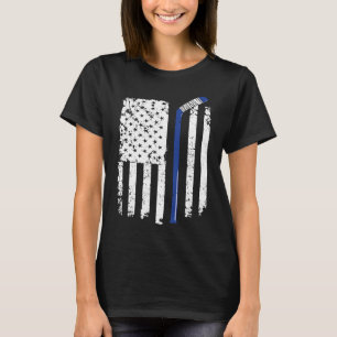U S American Flag Hockey Stick als Stripe T-shirt
