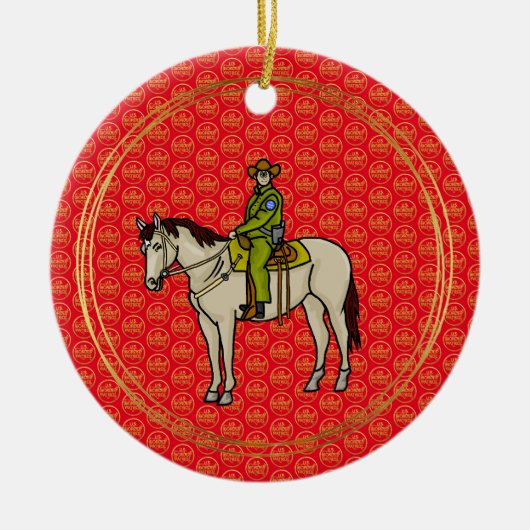 U.S. Border Agent on Horse Kerstversient Keramisch Ornament (Voorkant)