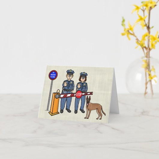 U.S. Border Patrol Agents en Dog Bedankt Card Kaart (Gele Bloem)
