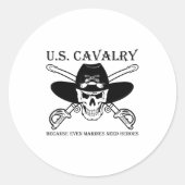 U.s. Cavalry Because Even Marines Need Heroes Funn Ronde Sticker (Voorkant)
