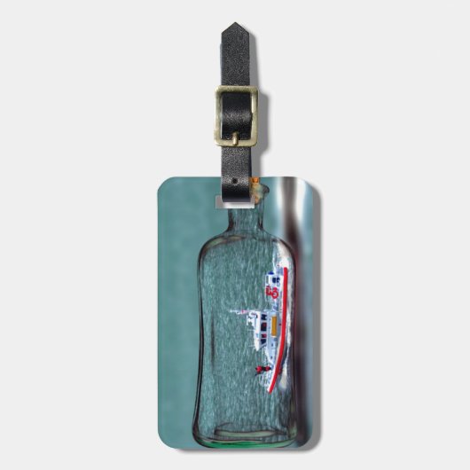 U.S. Coast Guard Ship in een fles. Bagagelabel (Voorkant verticaal)