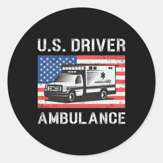 U.S. Driver Ambulance Driver Paramedic Emergency Ronde Sticker (Voorkant)
