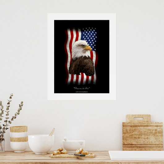 U.S. Flag & Bald Eagle Patriotic Poster Print (Keuken)