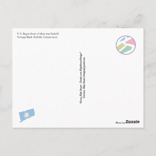 U.S. Flag Enfield Spaarbank Connecticut Briefkaart (Achterkant)