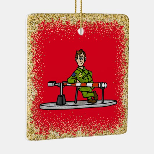 U.S. grenspatrouille aan de grens kerstversiering Keramisch Ornament (Rechts)