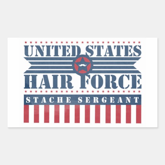 U.S. Hair Force Stache Sergeant Rechthoekige Sticker (Voorkant)