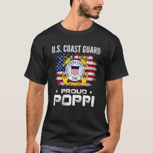 U S Kustwacht Proud Poppi met Amerikaanse vlag Vet T-shirt