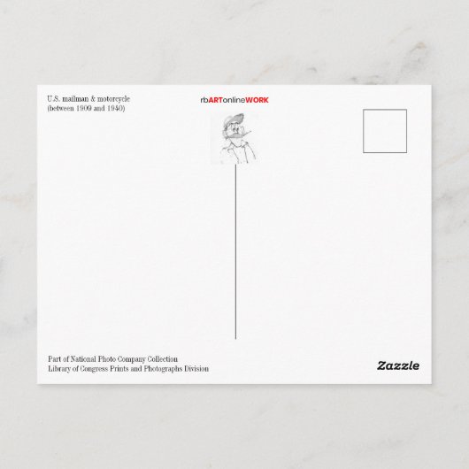 U.S. Mailman & Motorcycle Briefkaart (Achterkant)