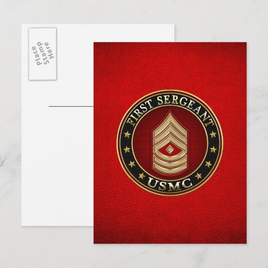 U.S. Marines: Eerste brigadier (USMC 1stSgt) [3D] Briefkaart (Voorkant / Achterkant)
