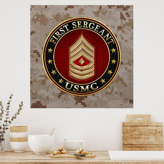 U.S. Marines: Eerste brigadier (USMC 1stSgt) [3D] Poster (Keuken)