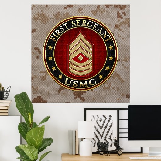 U.S. Marines: Eerste brigadier (USMC 1stSgt) [3D] Poster (Thuiskantoor)