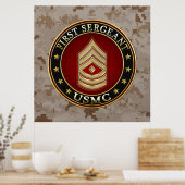 U.S. Marines: Eerste brigadier (USMC 1stSgt) [3D] Poster (Keuken)