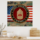U.S. Marines: Eerste brigadier (USMC 1stSgt) [3D] Poster (Keuken)