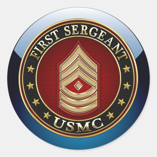 U.S. Marines: Eerste brigadier (USMC 1stSgt) [3D] Ronde Sticker (Voorkant)