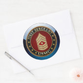 U.S. Marines: Eerste brigadier (USMC 1stSgt) [3D] Ronde Sticker (Envelop)