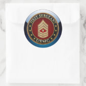 U.S. Marines: Eerste brigadier (USMC 1stSgt) [3D] Ronde Sticker (Tas)