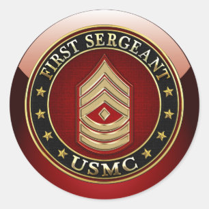 U.S. Marines: Eerste brigadier (USMC 1stSgt) [3D] Ronde Sticker