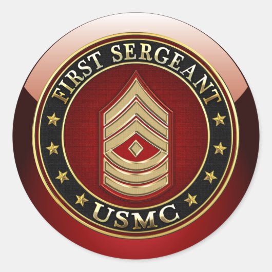 U.S. Marines: Eerste brigadier (USMC 1stSgt) [3D] Ronde Sticker (Voorkant)