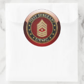 U.S. Marines: Eerste brigadier (USMC 1stSgt) [3D] Ronde Sticker (Tas)