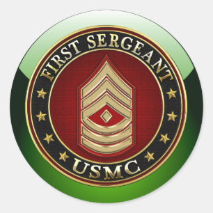 U.S. Marines: Eerste brigadier (USMC 1stSgt) [3D] Ronde Sticker