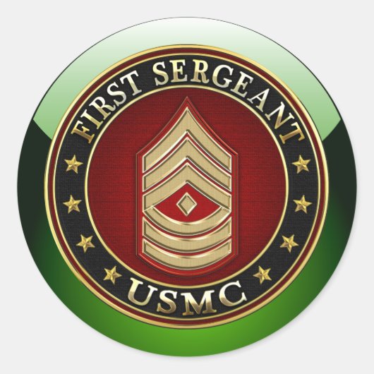 U.S. Marines: Eerste brigadier (USMC 1stSgt) [3D] Ronde Sticker (Voorkant)