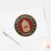 U.S. Marines: Eerste brigadier (USMC 1stSgt) [3D] Ronde Sticker (Envelop)