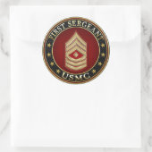 U.S. Marines: Eerste brigadier (USMC 1stSgt) [3D] Ronde Sticker (Tas)