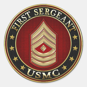U.S. Marines: Eerste brigadier (USMC 1stSgt) [3D] Ronde Sticker