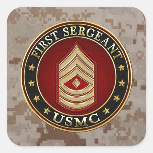 U.S. Marines: Eerste brigadier (USMC 1stSgt) [3D] Vierkante Sticker (Voorkant)