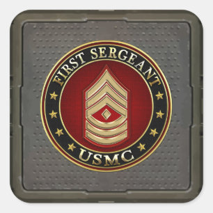 U.S. Marines: Eerste brigadier (USMC 1stSgt) [3D] Vierkante Sticker