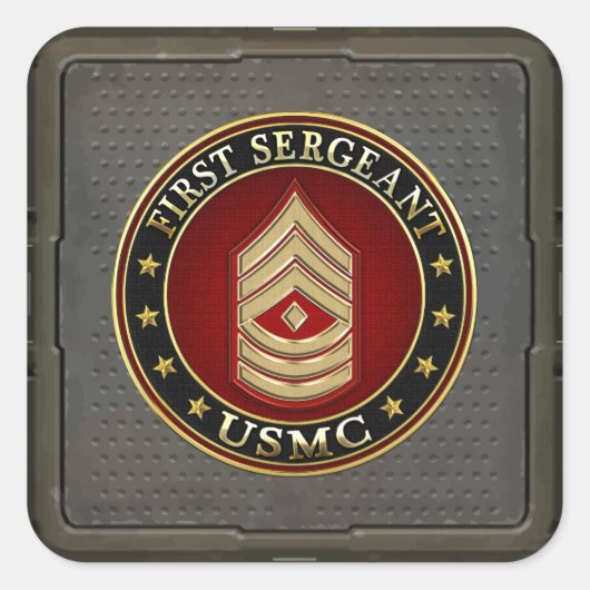 U.S. Marines: Eerste brigadier (USMC 1stSgt) [3D] Vierkante Sticker (Voorkant)