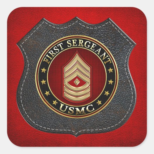 U.S. Marines: Eerste brigadier (USMC 1stSgt) [3D] Vierkante Sticker (Voorkant)