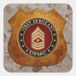 U.S. Marines: Eerste brigadier (USMC 1stSgt) [3D] Vierkante Sticker