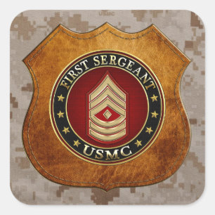U.S. Marines: Eerste brigadier (USMC 1stSgt) [3D] Vierkante Sticker
