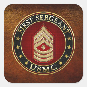 U.S. Marines: Eerste brigadier (USMC 1stSgt) [3D] Vierkante Sticker
