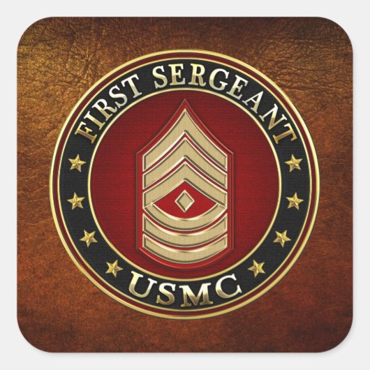 U.S. Marines: Eerste brigadier (USMC 1stSgt) [3D] Vierkante Sticker (Voorkant)