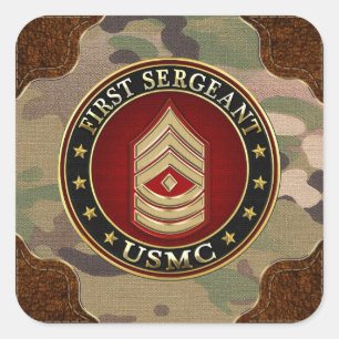 U.S. Marines: Eerste brigadier (USMC 1stSgt) [3D] Vierkante Sticker